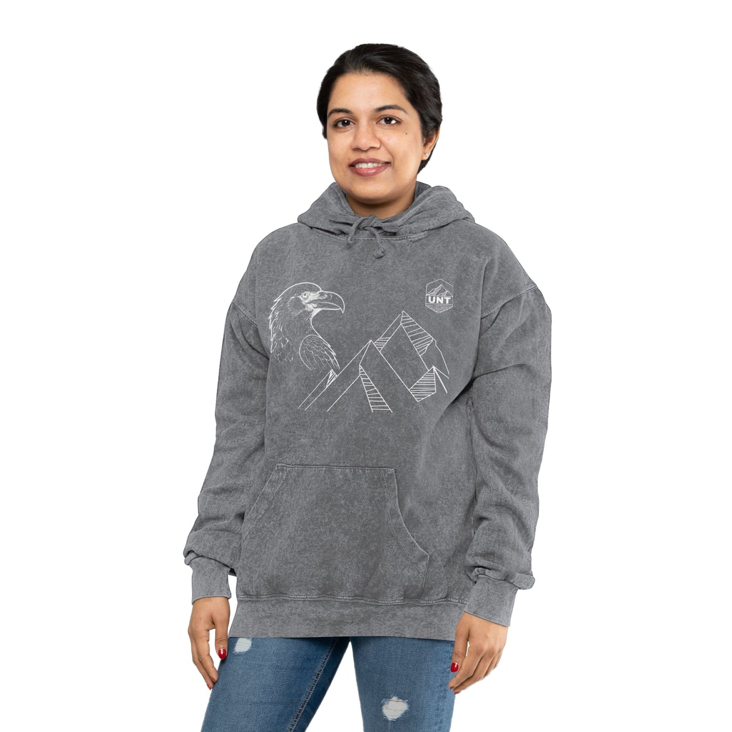 Raven & Mountains Unisex Mineral Wash Hoodie