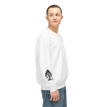 Tree & Bear on Sleeve Unisex Lightweight Crewneck Sweatshirt