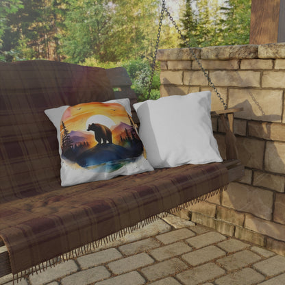 bear sunset Outdoor Pillows