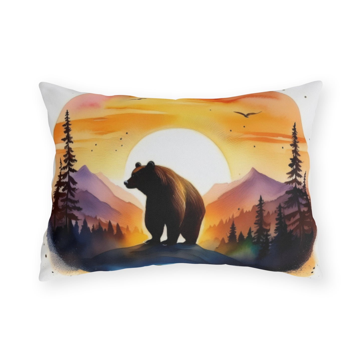 bear sunset Outdoor Pillows