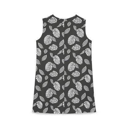 Leaf Print A-line Sleeveless Dress