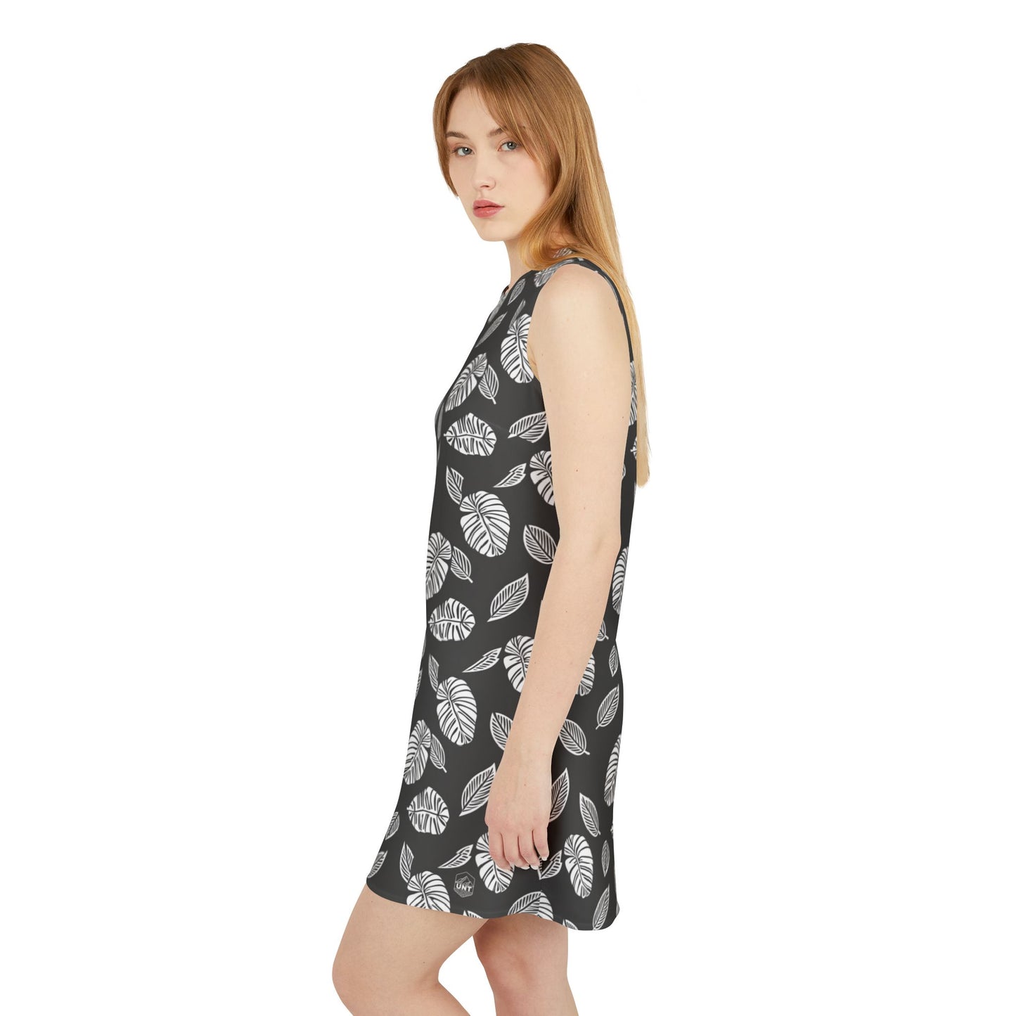 Leaf Print A-line Sleeveless Dress