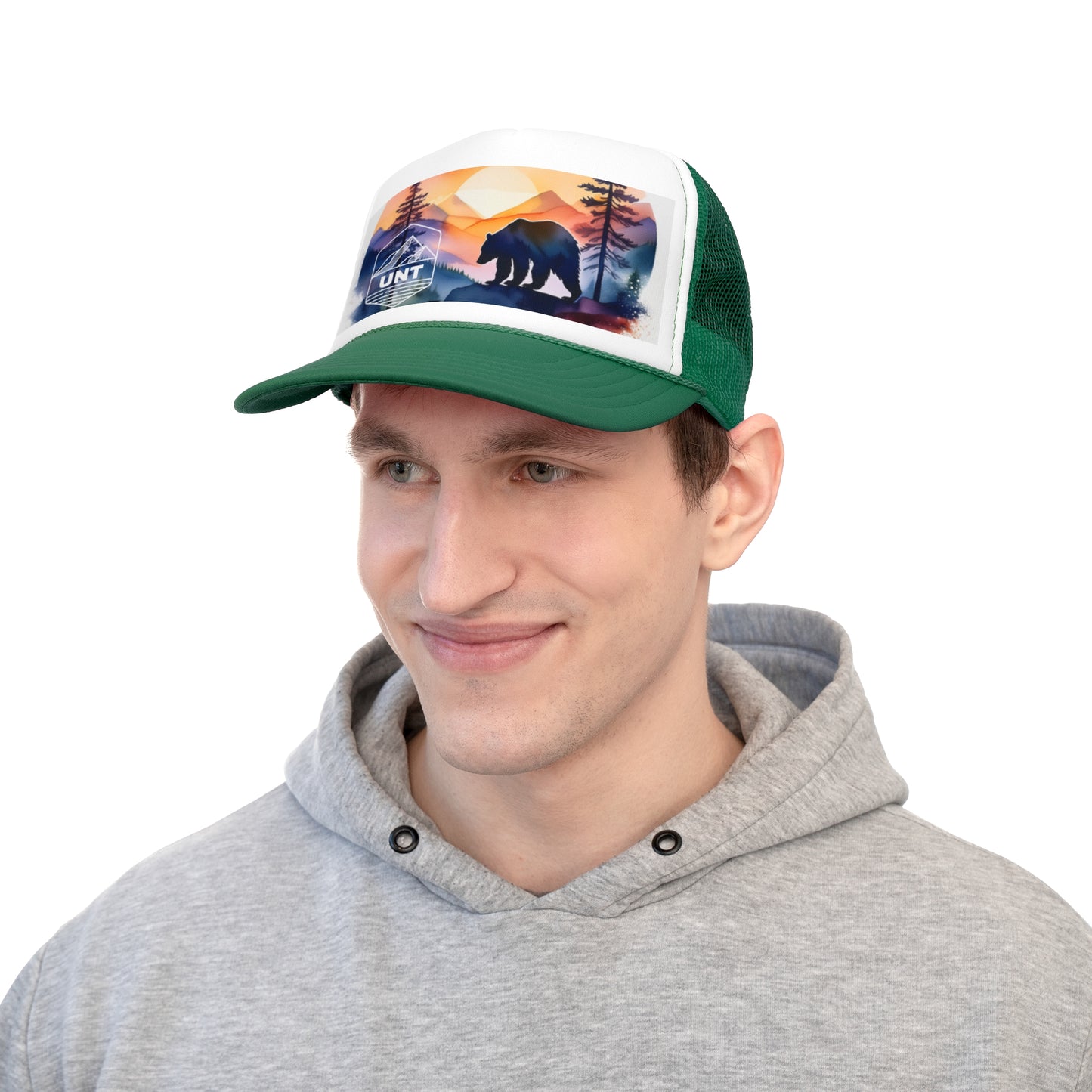 Mountain Bear Sunset Trucker Cap