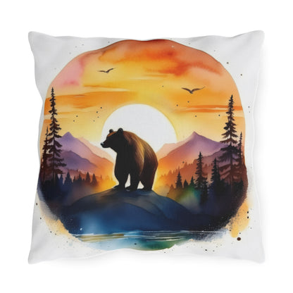 bear sunset Outdoor Pillows