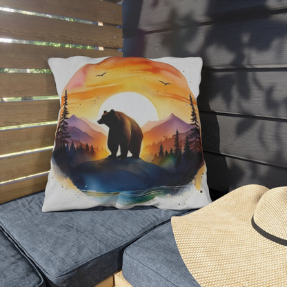 bear sunset Outdoor Pillows