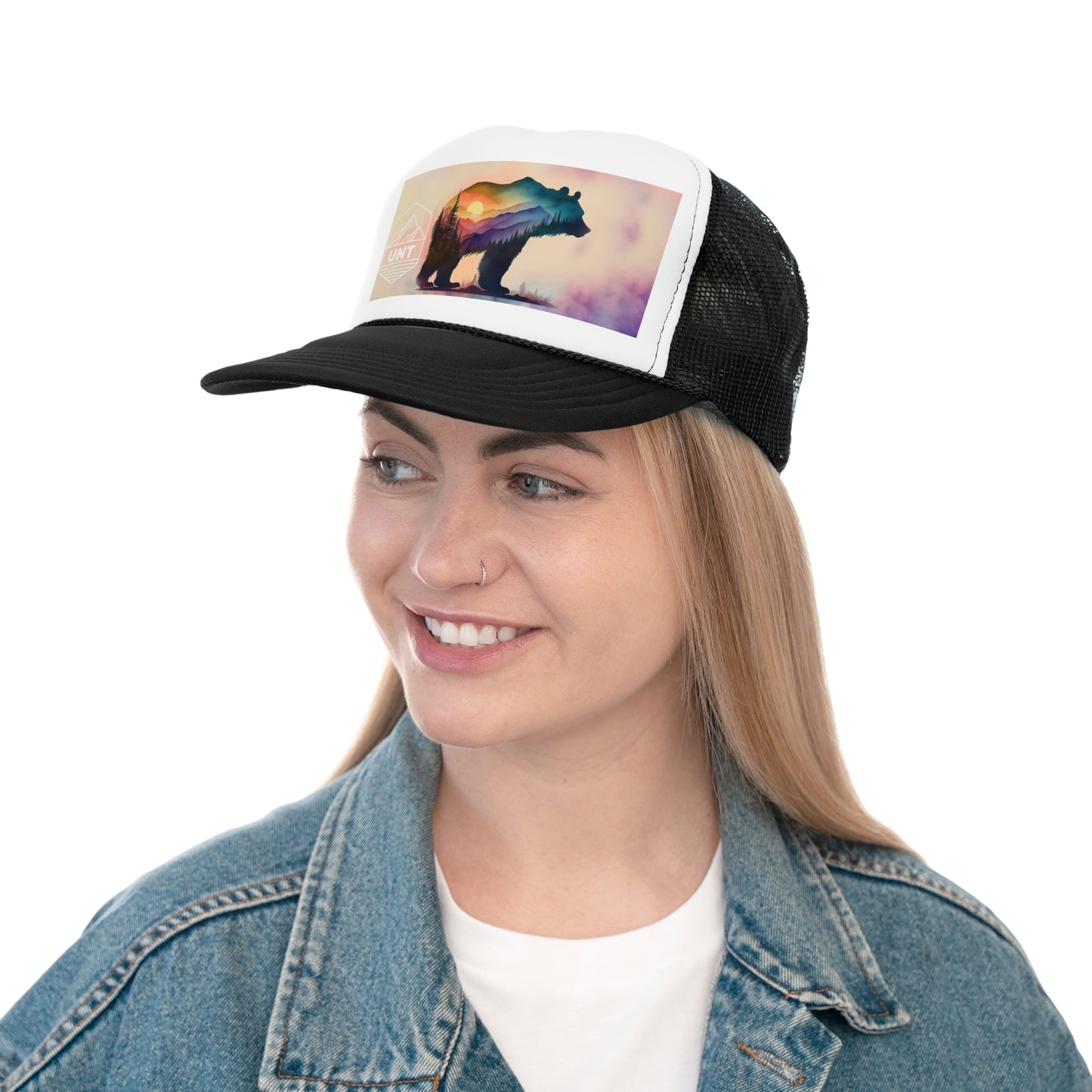water painting bear sunset Trucker Caps